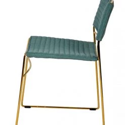 VIG Modrest Swain Modern Green Fabric & Gold Dining Chair (Set Of 2)