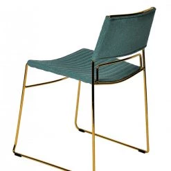 VIG Modrest Swain Modern Green Fabric & Gold Dining Chair (Set Of 2)