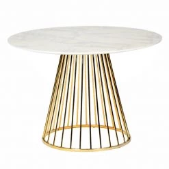 VIG Modrest Holly Modern White & Gold Round Dining Table