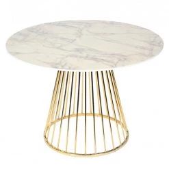 VIG Modrest Holly Modern White & Gold Round Dining Table