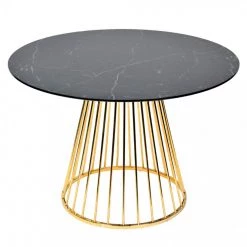 VIG Dining Room Modrest Holly Modern Black & Gold Round Dining Table