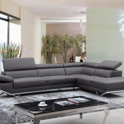 VIG Living Room Divani Casa Quebec - Modern Eco-Leather Right Facing Sectional Sofa
