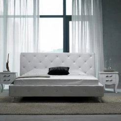 VIG Modrest Monte Carlo - White Leatherette Modern Twin Bed With Crystals