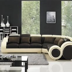 VIG Divani Casa T27C - Modern Brown + Beige Leather Sectional Sofa With Recliners Living Room