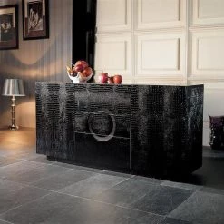 VIG Living Room A&X Ovidius Modern Black Crocodile Lacquer Buffet
