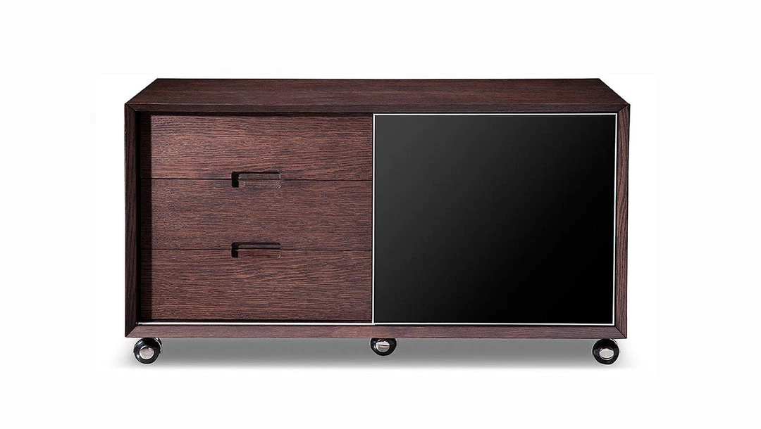 VIG Modrest Ezra Modern Brown Oak And Grey Office Desk W/ Side Cabinet