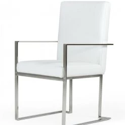 VIG Dining Room Modrest Fowler - Modern White Eco-Leather Dining Armchair