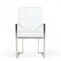 VIG Dining Room Modrest Fowler - Modern White Eco-Leather Dining Armchair
