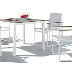 VIG Renava Gulf Outdoor White & Grey Dining Table Set