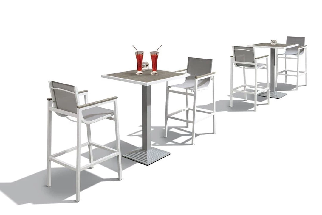 VIG Renava Gulf Outdoor White & Grey Bar Table Set