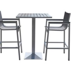 VIG Renava Gulf Outdoor White & Grey Bar Table Set
