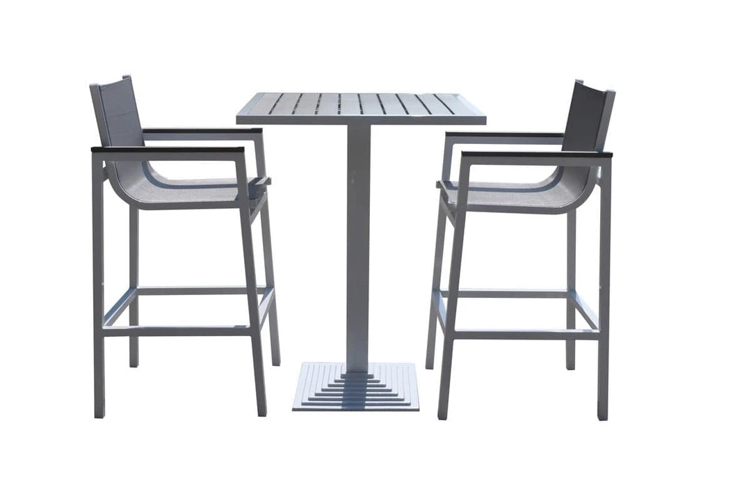 VIG Renava Gulf Outdoor White & Grey Bar Table Set