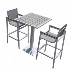 VIG Renava Gulf Outdoor White & Grey Bar Table Set