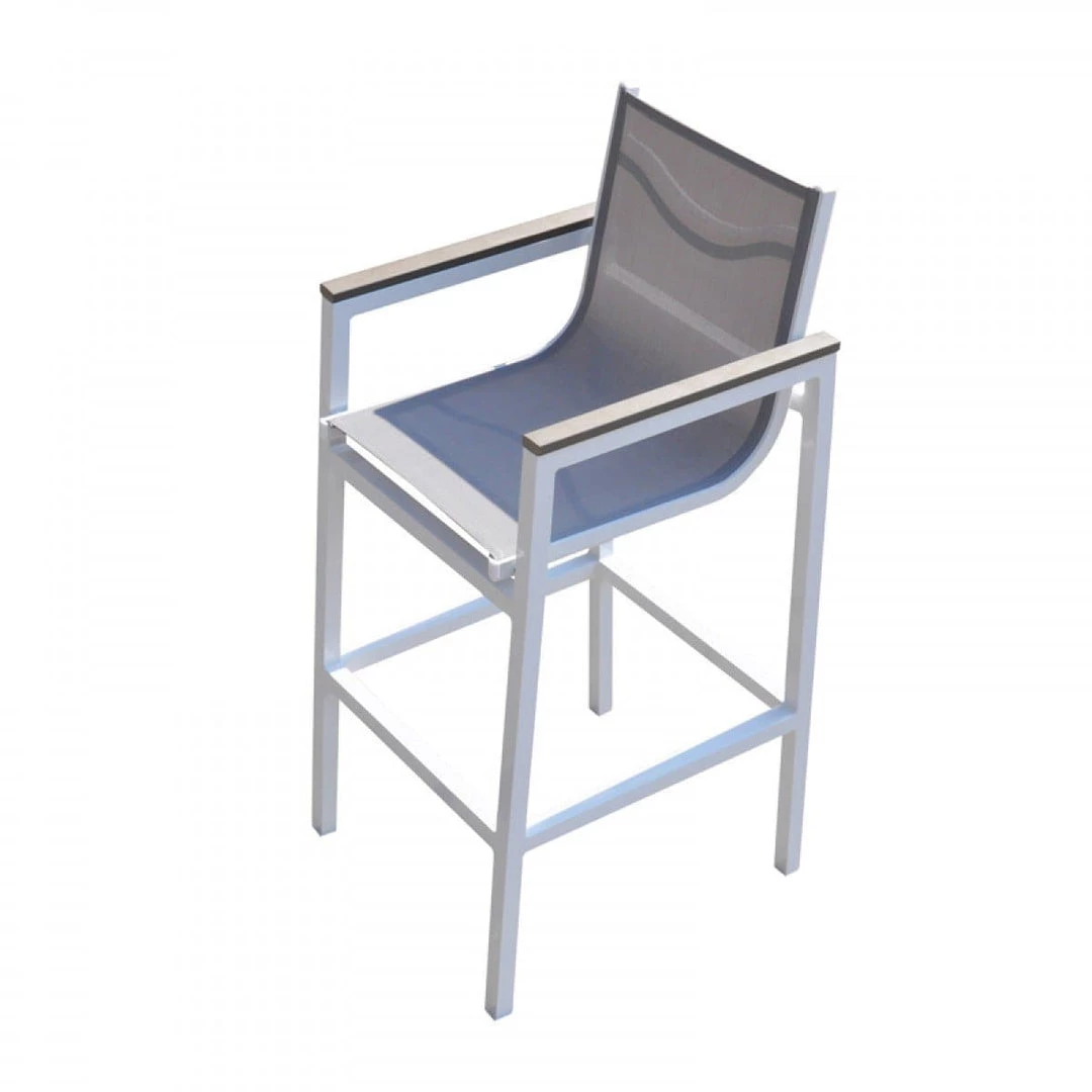 VIG Renava Gulf Outdoor White & Grey Bar Table Set