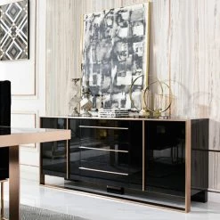 VIG Living Room Nova Domus Cartier Modern Black & Rosegold Buffet