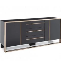 VIG Living Room Nova Domus Cartier Modern Black & Rosegold Buffet