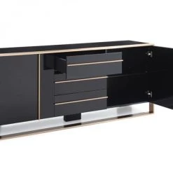 VIG Living Room Nova Domus Cartier Modern Black & Rosegold Buffet