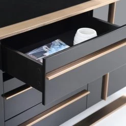 VIG Living Room Nova Domus Cartier Modern Black & Rosegold Buffet
