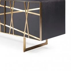 VIG Side & Console Table Modrest Kilson - Modern Black Oak & Champagne Gold TV Stand