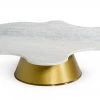 VIG Living Room Modrest Gabbro Low - Glam White Marble And Gold Coffee Table By Hollywood Glam