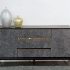 VIG Modrest Gabrielle - Contemporary Walnut & Gold Buffet Living Room