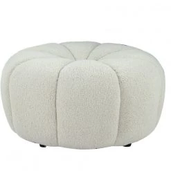 VIG Bedroom Divani Casa Gadson - Contemporary White Sherpa Ottoman