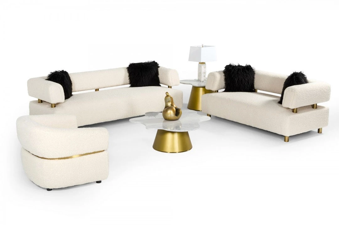 VIG Divani Casa Gannet - Glam Beige Fabric Chair Living Room