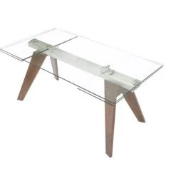 VIG Modrest Musser Modern Extendable Glass & Walnut Dining Table Dining Room
