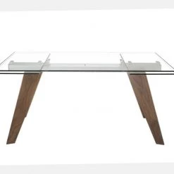 VIG Modrest Musser Modern Extendable Glass & Walnut Dining Table Dining Room