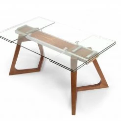 VIG Modrest Ruth Modern Extendable Glass & Walnut Dining Table Dining Room