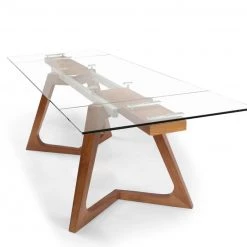VIG Modrest Ruth Modern Extendable Glass & Walnut Dining Table Dining Room