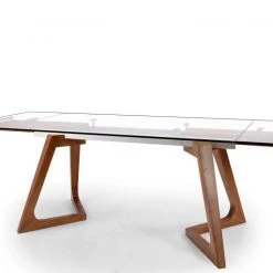 VIG Modrest Ruth Modern Extendable Glass & Walnut Dining Table Dining Room