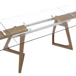 VIG Modrest Ruth Modern Extendable Glass & Walnut Dining Table Dining Room