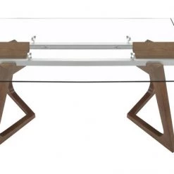 VIG Modrest Ruth Modern Extendable Glass & Walnut Dining Table Dining Room