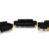 VIG Divani Casa Georgia- Modern Velvet Glam Black + Gold Sofa Set Living Room