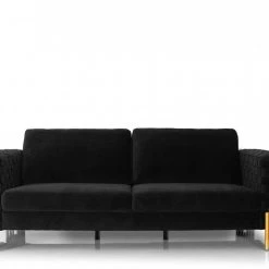 VIG Divani Casa Georgia- Modern Velvet Glam Black + Gold Sofa Set Living Room