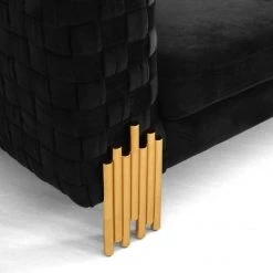 VIG Divani Casa Georgia- Modern Velvet Glam Black + Gold Sofa Set Living Room