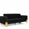 VIG Divani Casa Georgia- Modern Velvet Glam Black + Gold Sofa Living Room