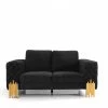 VIG Divani Casa Georgia- Modern Velvet Glam Black + Gold Loveseat Living Room