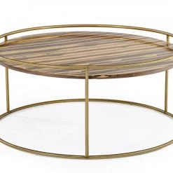 VIG Living Room Modrest Gilcrest - Glam Brown And Gold Marble Coffee Table By Hollywood Glam