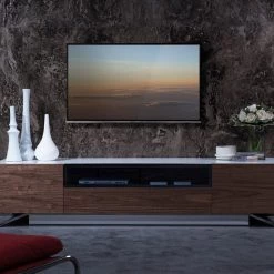 VIG Modrest Gillian Contemporary White & Walnut TV Stand Side & Console Table