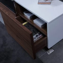 VIG Modrest Gillian Contemporary White & Walnut TV Stand Side & Console Table