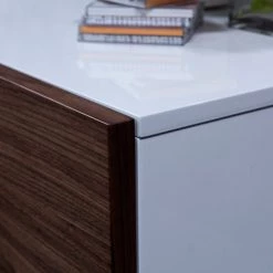 VIG Modrest Gillian Contemporary White & Walnut TV Stand Side & Console Table