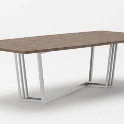 VIG Modrest Gilroy - Modern Walnut & Stainless Steel Dining Table Dining Room