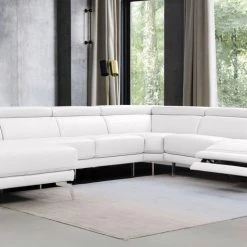 VIG Living Room Divani Casa Gilsum - White Modern Leather U Shaped Sectional Sofa With Recliner