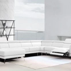 VIG Living Room Divani Casa Gilsum - White Modern Leather U Shaped Sectional Sofa With Recliner