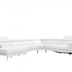 VIG Living Room Divani Casa Gilsum - White Modern Leather U Shaped Sectional Sofa With Recliner