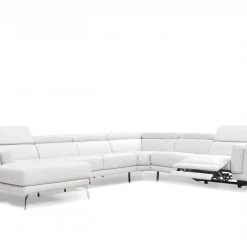 VIG Living Room Divani Casa Gilsum - White Modern Leather U Shaped Sectional Sofa With Recliner