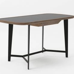 VIG Modrest Girard - Modern Walnut & Black Glass Desk Office