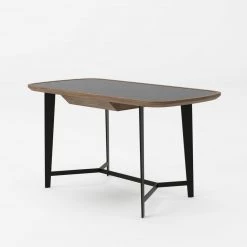 VIG Modrest Girard - Modern Walnut & Black Glass Desk Office